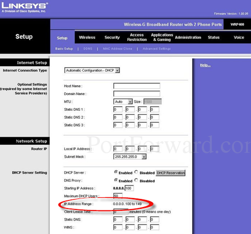 linksys-dhcp-range