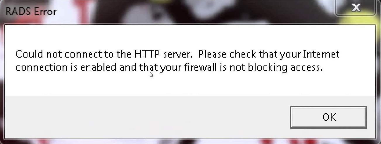 RADS Error: Can't Connect to HTTP Server