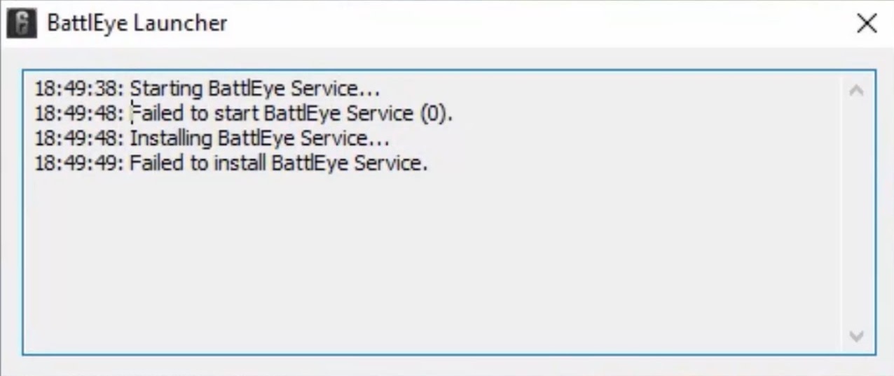 Failed to install BattlEye service