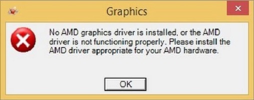No AMD graphics driver is installed, or the amd driver is not function