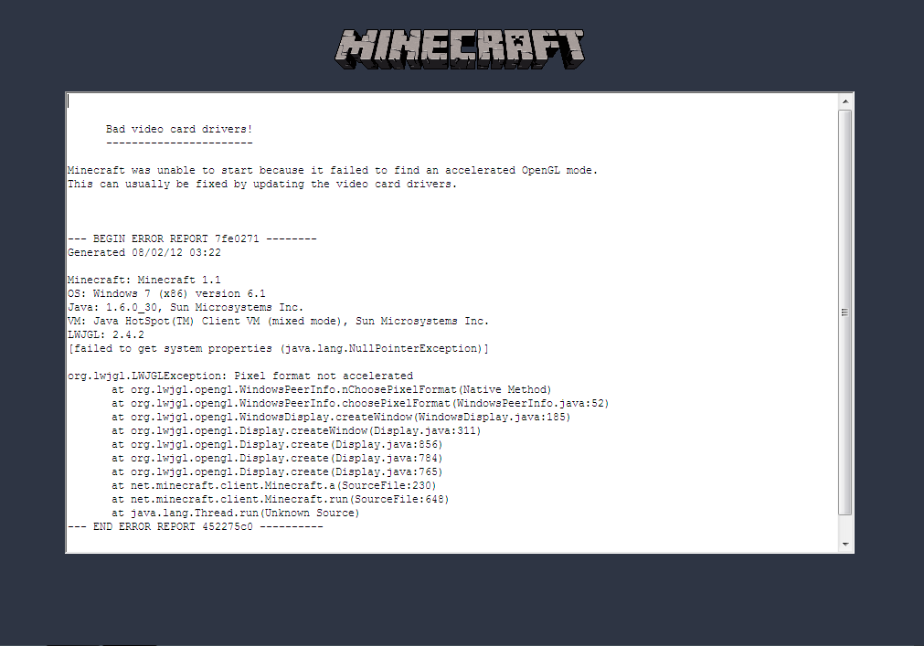 BAD VIDEO CARD DRIVERS