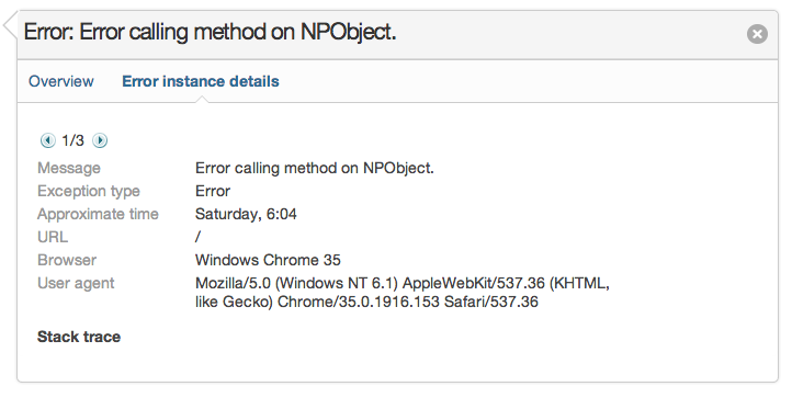 Error calling method on NPObject