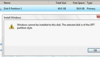 невозможно установить Windows на этот диск GPT