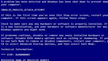 0x00000005 INVALID_PROCESS_ATTACH_ATTEMPT