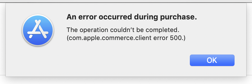 com.apple.commerce.client 500