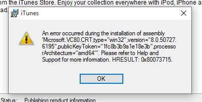 HRESULT 0x80073715