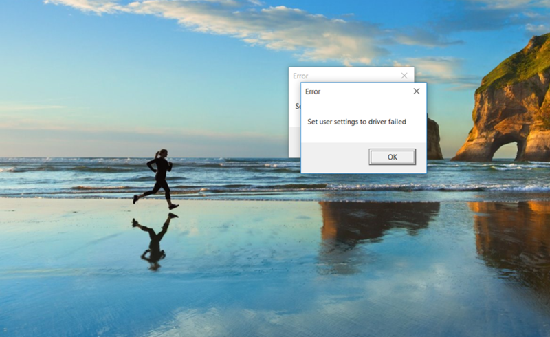 Set user settings to driver failed