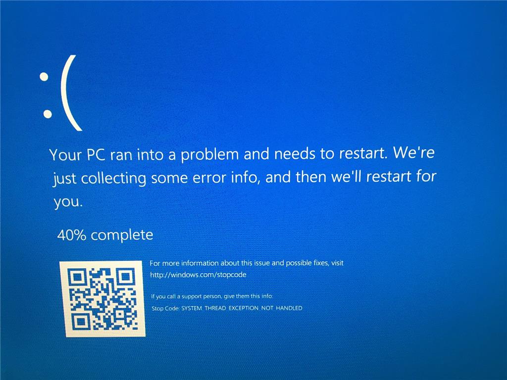 SYSTEM THREAD EXCEPTION NOT HANDLED