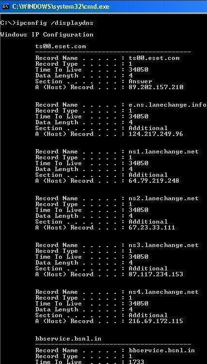 ipconfig /displaydns