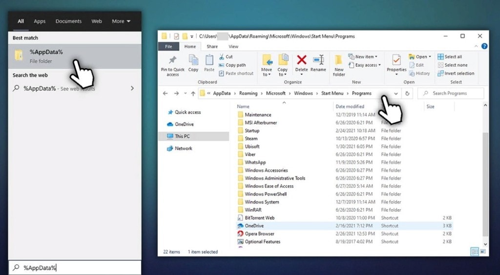 Как удалить ярлык ms-resource: AppListName