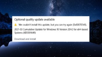 ошибка обновления Windows 0x80070541
