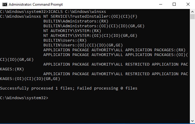 icacls c:/windows/winsxs