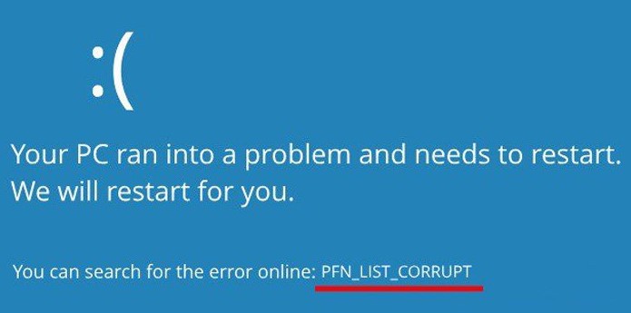 PFN LIST CORRUPT