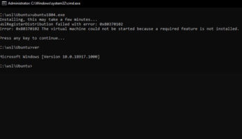 Ошибка WslRegisterDistribution failed with error: 0x80370102