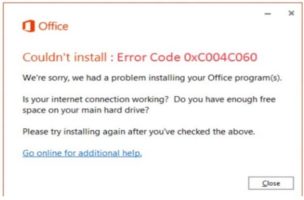 Ошибка 0xc004c060 при активации Microsoft Office