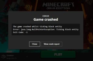 Ошибка 1 в Minecraft
