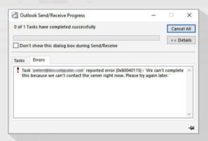 0x80040115 Outlook