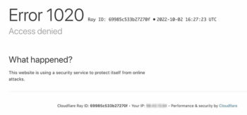 CloudFlare Error 1020
