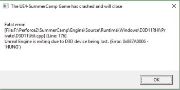 Unreal Engine is exiting due to D3D device being lost