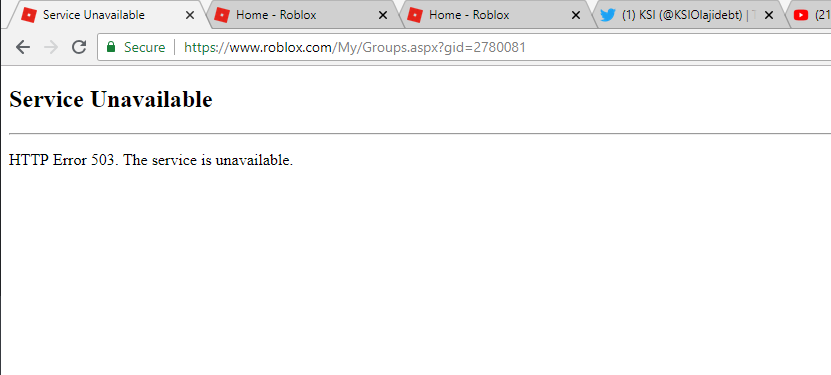 ошибка 503 в Roblox