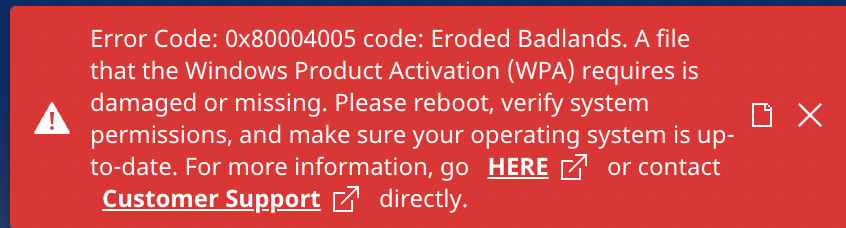 0x80004005 «Eroded Badlands»