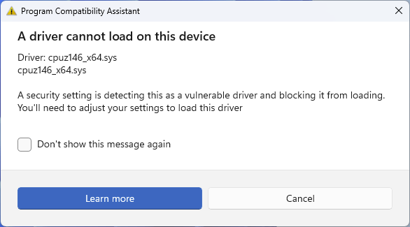 cpuz146_x64.sys driver can't load