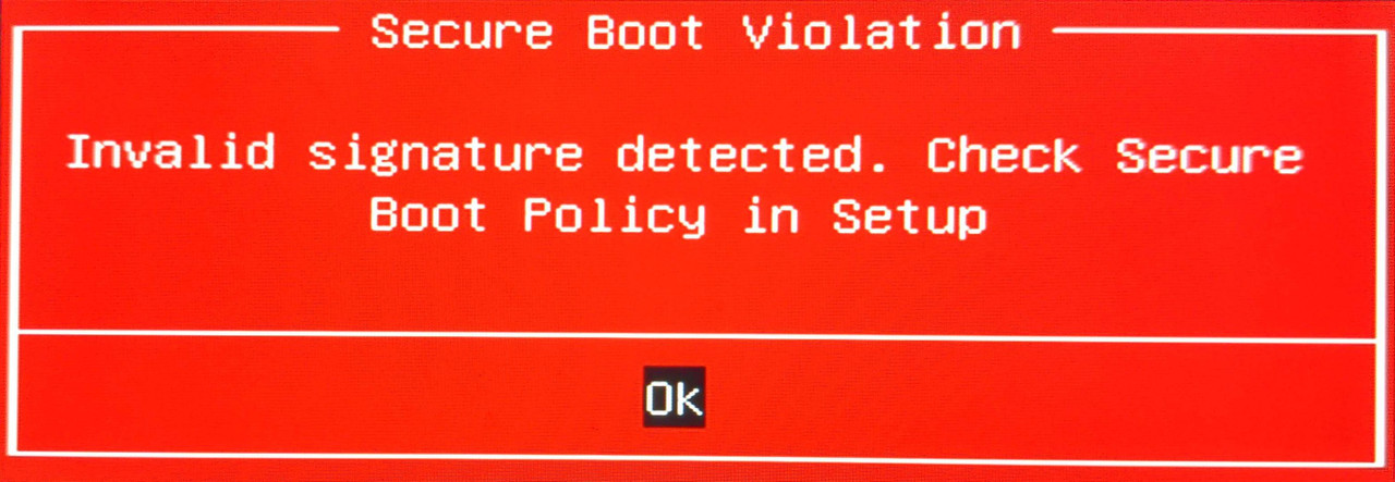 Invalid signature detected